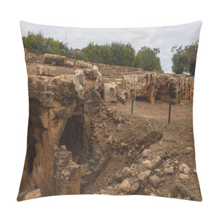 Personality  Ruined Saranta Kolones Castle Near Green Trees  Pillow Covers