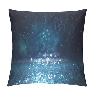 Personality  Background Of Abstract Glitter Lights. Silver, Blue And Black. De Focused Pillow Covers