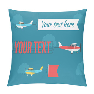 Personality  Plane With Fly Banners Pillow Covers