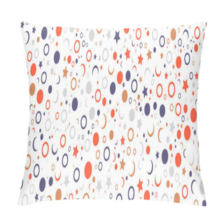 Personality  Circular And Starry Pattern In Orange And Gray Color On A White Background. Flat Style Design. Image For Textile Print, Ceiling Decoration, Wallpaper, Wrapping Paper, Wall Decor. Pillow Covers