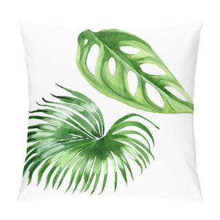 Personality  Exotic Tropical Hawaiian Palm Tree Leaves Isolated On White. Watercolor Background Illustration Set.  Pillow Covers
