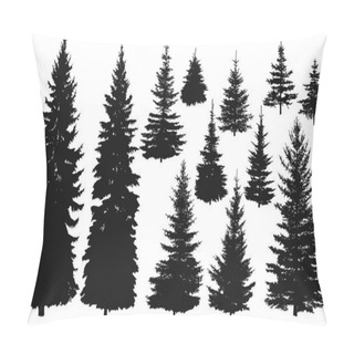 Personality  Set Of Silhouettes Of Pine Trees Or Fir Trees, EPS 8. Pillow Covers