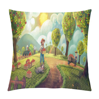 Personality  Apple Picking In An Orchard Pillow Covers