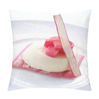 Personality  Rhubarb Panacotta On White Plate Pillow Covers