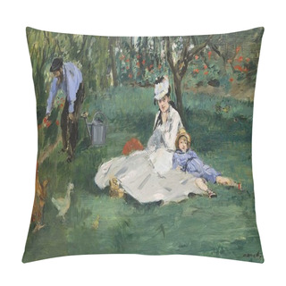 Personality  This Picture Of Monet With His Wife Camille And Their Son Jean. Madame Monet And Her Son (National Gallery Of Art, Washington, D.C.). The Monet Family In Their Garden At Argenteuil, Edouard Manet (French, Paris 18321883 Paris), Oil On Canvas Pillow Covers