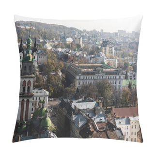 Personality  Aerial View Of Lviv City With Carmelite Church And Buildings In Downtown Of Lviv, Ukraine Pillow Covers