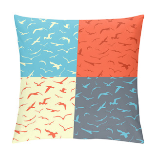 Personality  Set Of Seamless Birds Patterns.  Pillow Covers
