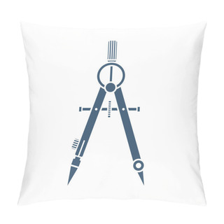 Personality  Drawing Compass Black Icon Pillow Covers