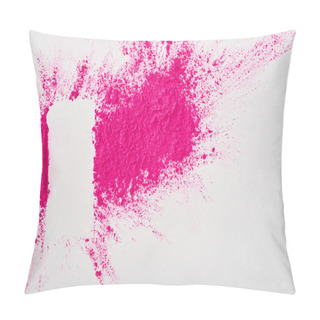 Personality  Square Empty Frame Of Pink Holy Paint On White Background With Copy Space Pillow Covers