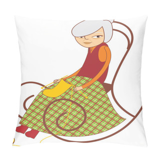 Personality  Old Lady Knitting Pillow Covers