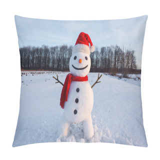 Personality  Funny Snowman In Red Hat Pillow Covers