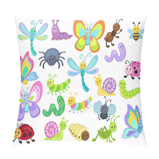 Personality  Large Vector Set Of Cute Cartoon Bugs Pillow Covers