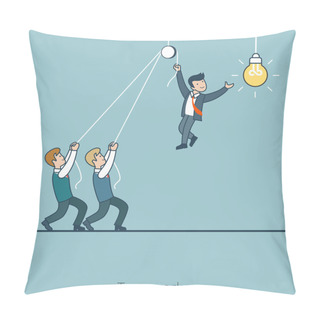 Personality  Two Businessmen Holding One Pillow Covers