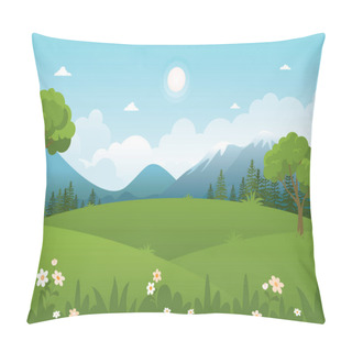 Personality  Nature Landscape Vector Illustration, Simple And Trendy With Flat Style Pillow Covers