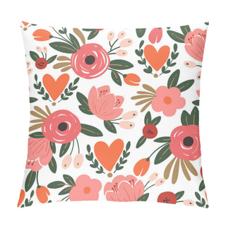 Personality Beauty Seamless Roses And Hearts Pattern Pillow Covers