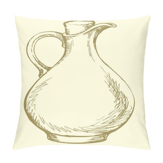 Personality  Vector Drawing. Corked Jug With Handle Pillow Covers