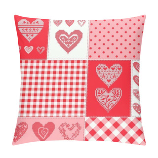 Personality  Pattern With Collection Hearts In Vintage Patchwork Style. Pillow Covers