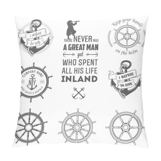 Personality  Set Of Nautical Labels, Icons And Design Elements Pillow Covers
