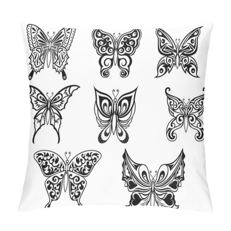 Personality  Set Of Eight Black Butterflies Pillow Covers