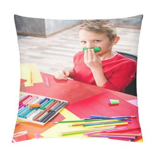 Personality  Schoolchild Playing With Plasticine Pillow Covers