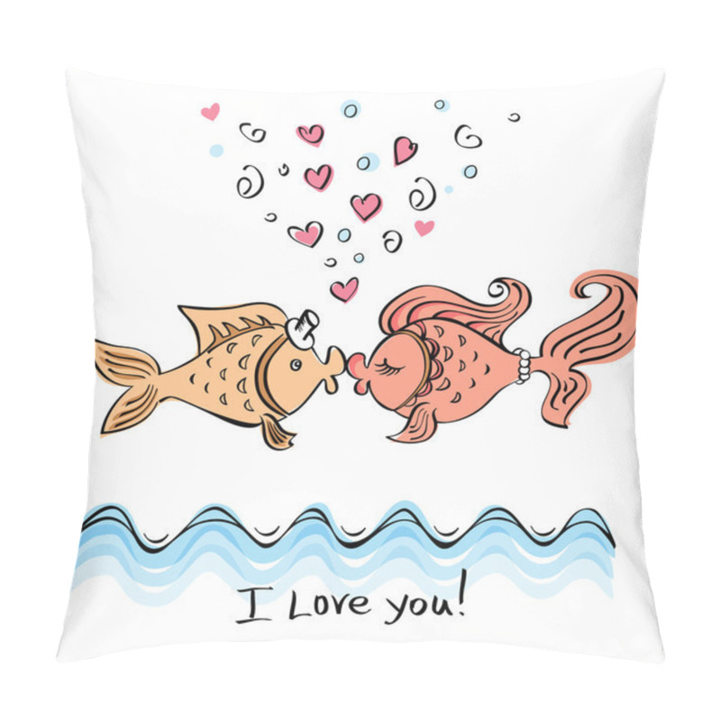 Personality  Kiss of two fishes drawing pillow covers