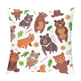 Personality  Bear Forest Seamless Pattern. A Woodland Animals Pillow Covers