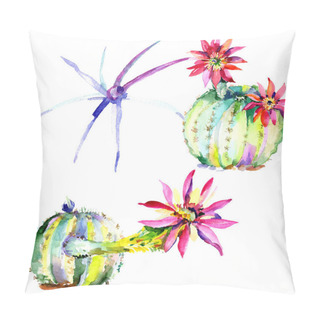 Personality  Green Cactus. Floral Botanical Flower. Wild Spring Leaf Wildflower Isolated. Pillow Covers