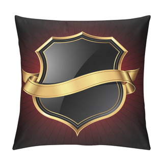 Personality  Black And Gold Shield And Ribbon Pillow Covers