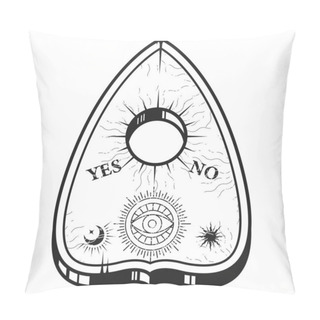 Personality  Ouija Pointer For Spirit Talking Board, Spiritualism Session Board With Occult Symbols, Vector  Pillow Covers
