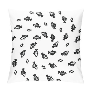 Personality  Vector Black And White Swimming Fish At An Angle For Two Pattern In A Circle, Vector Black And White Swimming Fish At An Angle For Two Pattern In A Circle On The White Background Pillow Covers