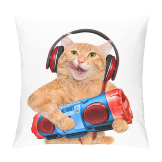 Personality  Cat Headphones With Tape Recorder. Pillow Covers