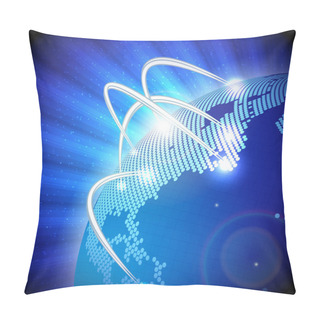 Personality  Vector Illustration Of The Modern Earth Globe With Communication's Lines Pillow Covers