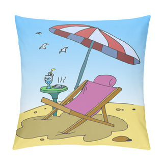 Personality  Deck Chair On The Beach Pillow Covers