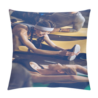 Personality  Athletic Young People Exercising In Gym  Pillow Covers