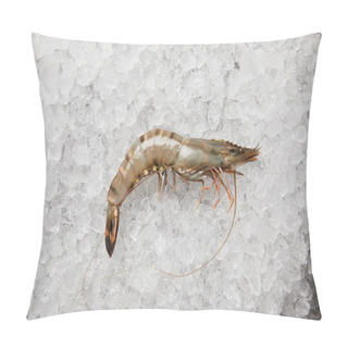Personality  Top View Of Raw Prawn On Crushed Ice Pillow Covers