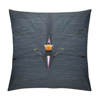 Personality  Solo Male Rower In Competition Pillow Covers