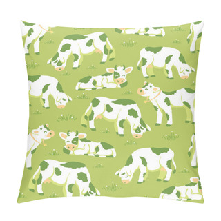 Personality  Cows On The Field Seamless Pattern Background Pillow Covers