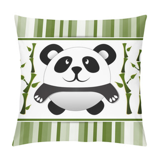 Personality  Little Panda And Bamboo. Vector Illustration. Pillow Covers