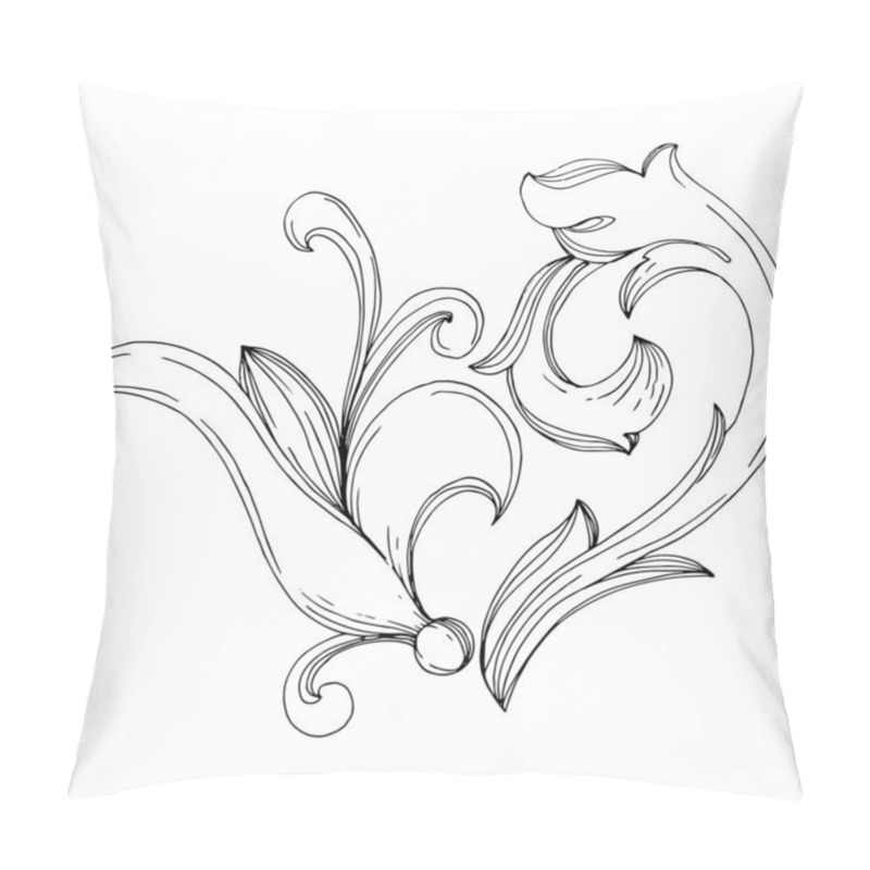 Personality  Vector Baroque monogram floral ornament. Black and white engraved ink art. Isolated monogram illustration element. pillow covers