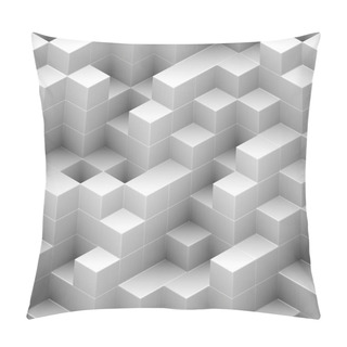 Personality  Cubes Seamless Background - White, Randomly Stacked Structure - 3d Rendering Pillow Covers