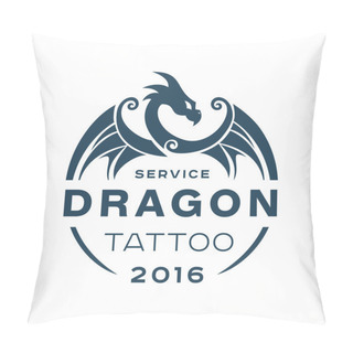 Personality  Dragon Logo Tattoo Service In Style The Flat Of One Color Pillow Covers
