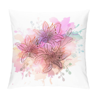 Personality  Hand Drawn Lily Flowers Pillow Covers