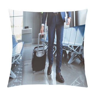 Personality  Close Up Of Businessman With Luggage Walking Along Departure Lounge In Airport Pillow Covers