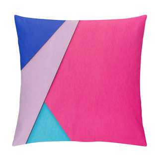 Personality  Abstract Geometric Background With Pink, Blue And Violet Paper, Panoramic Shot Pillow Covers