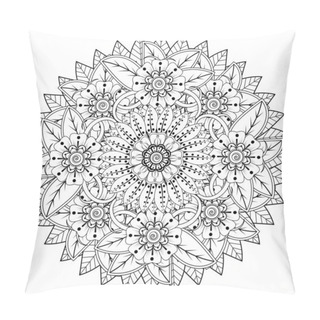 Personality  Mehndi Flower For Henna, Mehndi, Tattoo, Decoration. Decorative Ornament In Ethnic Oriental Style. Doodle Ornament. Outline Hand Draw Illustration. Coloring Book Page. Pillow Covers