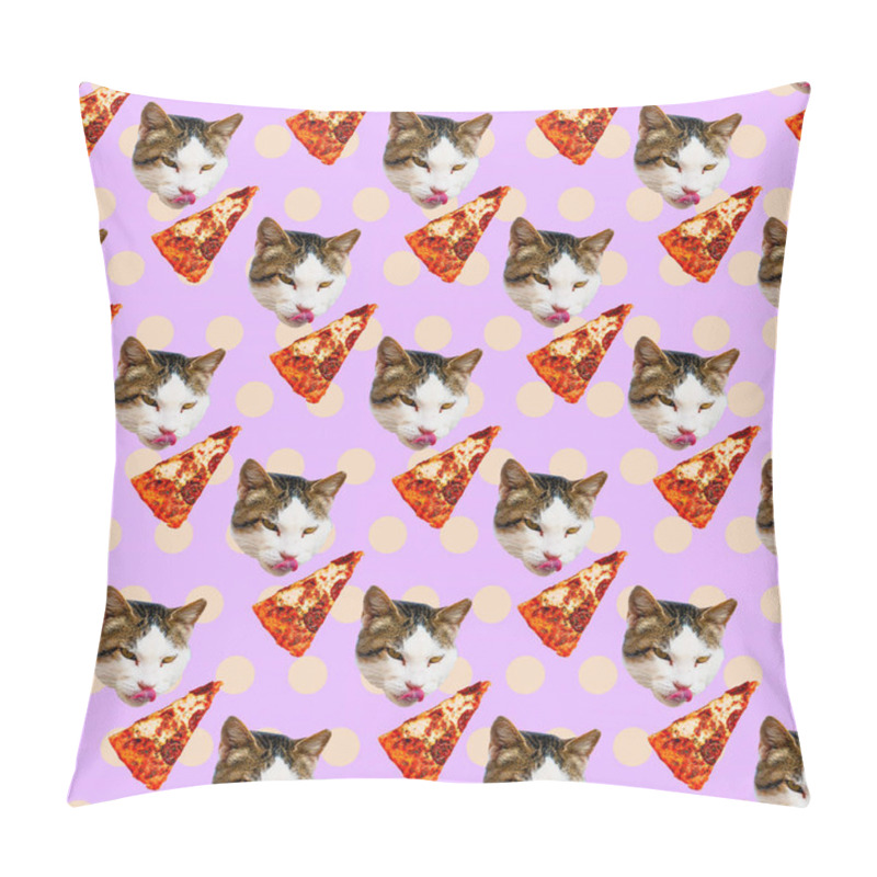 Personality  Seamless minimal  pattern. Cat pizza lover. Use for t-shirt, gre pillow covers