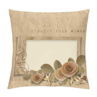 Personality  Vintage Frame With Roses Pillow Covers