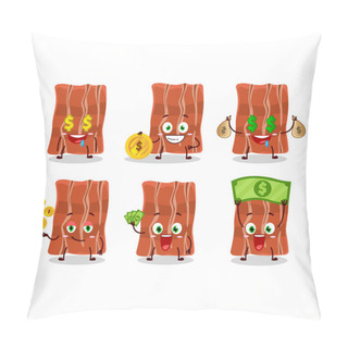 Personality  Fried Bacon Cartoon Character With Cute Emoticon Bring Money Pillow Covers