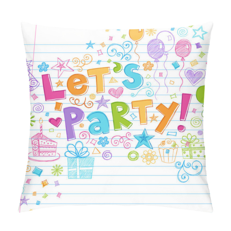 Personality  Party Happy Birthday Doodles Vector Illustration pillow covers