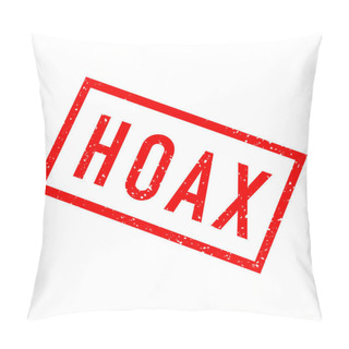 Personality  HOAX Word Text Stamp In Red Color With Grunge Distressed Effect. Vector Isolated On White Pillow Covers